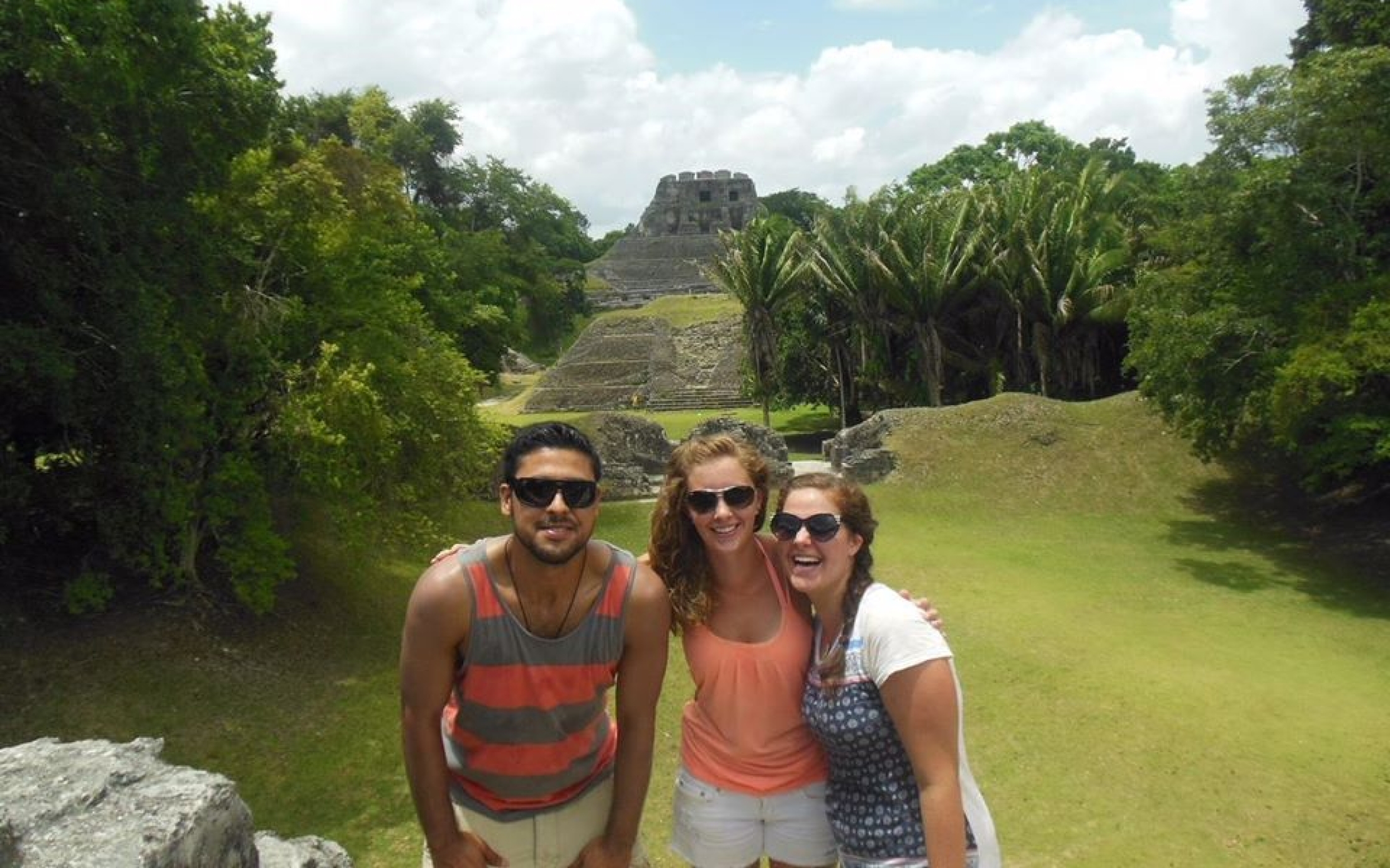 Taylor Jenks (pictured in center) at Xunantunich - a Mayan ruins site in western Belize.