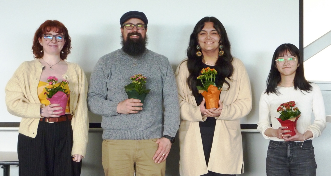 2024 Anthropology Award recipients (l-r: Halle, Curt, Destiny, & Hina)